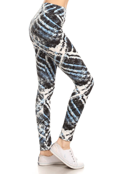 Yoga Style 92% Polyester 8% Spandex Banded Lined Tie Dye Printed Knit Legging With High Waist (Multi)