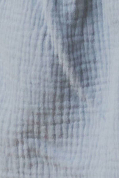 Our Best 100% Cotton Wide Round Neckline Button Down Flutter Sleeve Textured Woven Romper (Blue Grey)