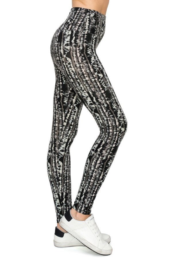 Yoga Style 92% Polyester 8% Spandex Banded Lined Tie Dye Printed Knit Legging With High Waist (Multi)