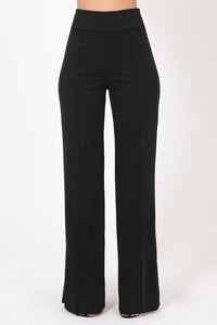 Perfect Fit Polyester/Spandex Blend Solid Color Flared Leg Pants (Black)