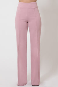 Perfect Fit Polyester/Spandex Blend Solid Color Flared Leg Pants (Mauve)