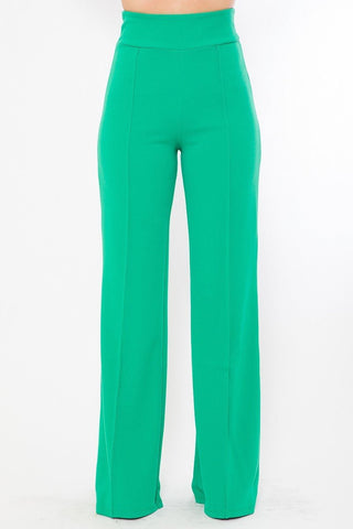 Perfect Fit Polyester/Spandex Blend Solid Color Flared Leg Pants (Cobalt Green)