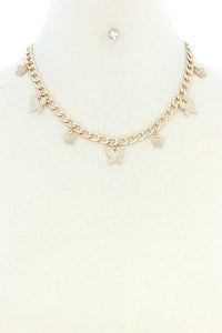 Butterfly Charm Cuban Link Necklace