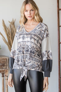 Beautiful Aztec Print Long Sleeve Sweater