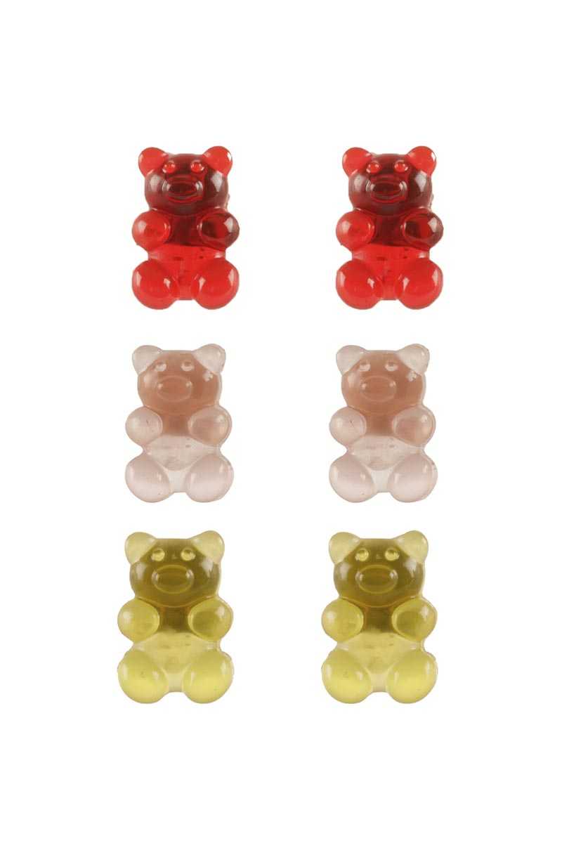 Gummy Bear Stud Earring 3 Pair Set