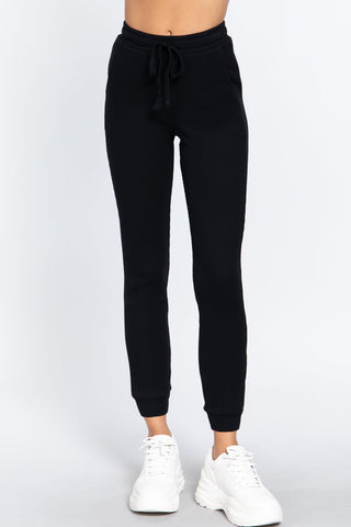 Our Best Cotton/Polyester Blend Waist Band Side Pocket Thermal Pants (Black)