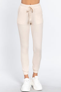 Our Best Cotton/Polyester Blend Waist Band Side Pocket Thermal Pants (Cream)
