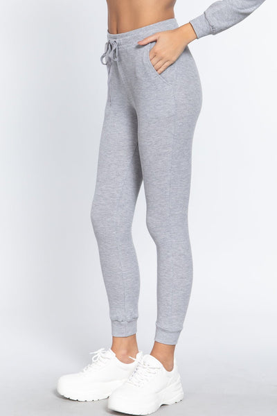 Our Best Cotton/Polyester Blend Waist Band Side Pocket Thermal Pants (Heather Grey)