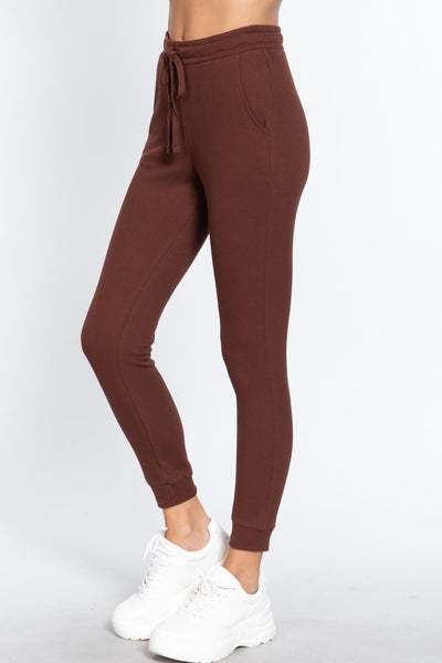 Our Best Cotton/Polyester Blend Waist Band Side Pocket Thermal Pants (Sepia)