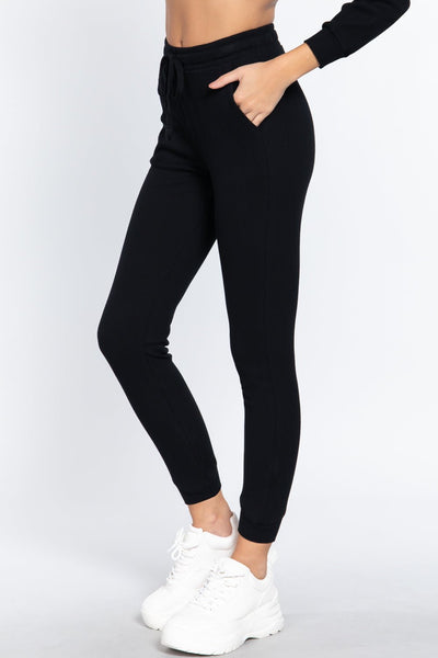Our Best Cotton/Polyester Blend Waist Band Side Pocket Thermal Pants (Black)