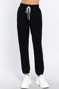 Our Best Polyester/Rayon Blend Fleece French Terry Drawstring Waistband Jogger Pants (Black)