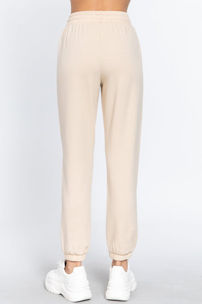 Our Best Polyester/Rayon Blend Fleece French Terry Drawstring Waistband Jogger Pants (Taupe)