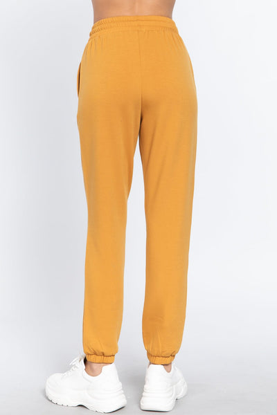 Our Best Polyester/Rayon Blend Fleece French Terry Drawstring Waistband Jogger Pants (Camel Yellow)