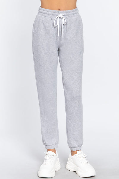 Our Best Polyester/Rayon Blend Fleece French Terry Drawstring Waistband Jogger Pants (Heather Grey)