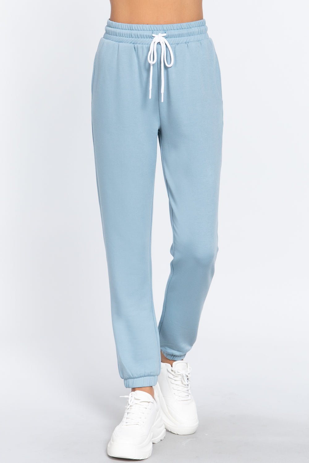 Our Best Polyester/Rayon Blend Fleece French Terry Drawstring Waistband Jogger Pants (Paint Blue)