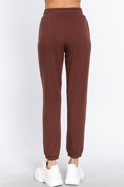 Our Best Polyester/Rayon Blend Fleece French Terry Drawstring Waistband Jogger Pants (Sepia)