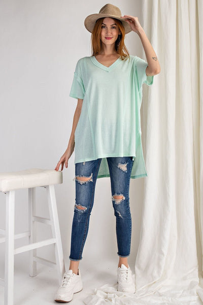 Loose Fit And Boxy Silhouette V Neckline Top