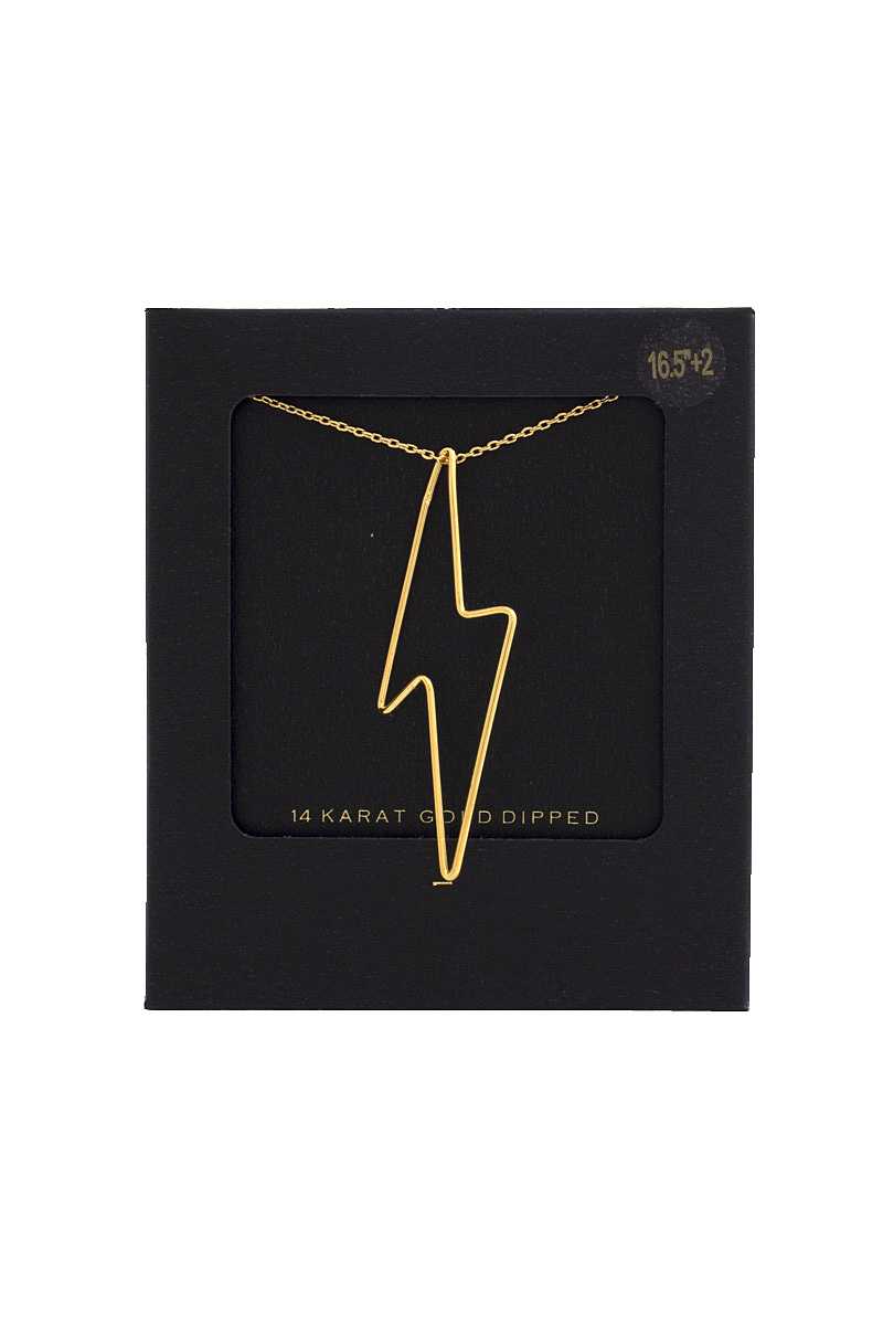 14k Gold Dipped Lightning Bolt Charm Necklace