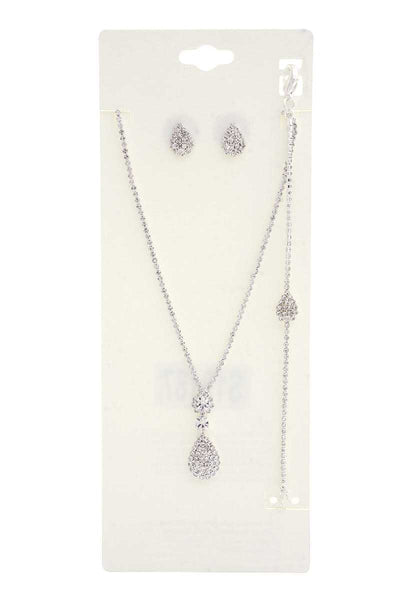 Teardrop Rhinestone Bracelet Necklace Set