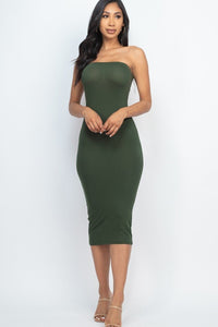Our Best 92% Polyester 8% Spandex Jersey Knit Tube Style Bodycon Dress (Olive)
