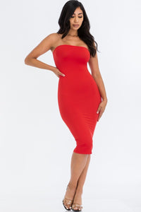 Our Best 92% Polyester 8% Spandex Jersey Knit Tube Style Bodycon Dress (Red)