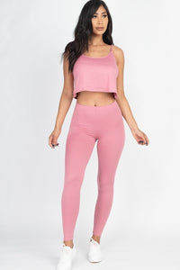 Our Best 92% Polyester 8% Spandex Cami Top And Leggings Two Piece Set (Polignac)