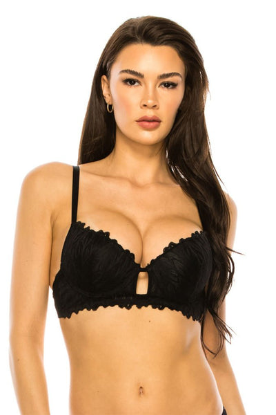 Tenille Camille 85% Nylon 15% Polyester Lace Trim Padded Cups W/underwire Adjustable Bra (Black)