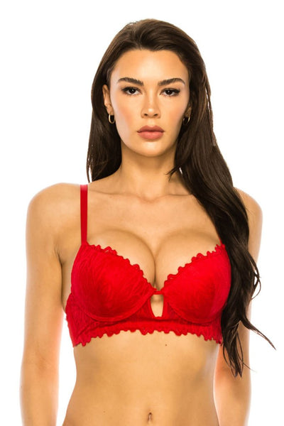 Tenille Camille 85% Nylon 15% Polyester Lace Trim Padded Cups W/underwire Adjustable Bra (Barbados Cherry)