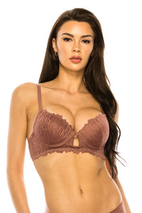 Tenille Camille 85% Nylon 15% Polyester Lace Trim Padded Cups W/underwire Adjustable Bra (Burlwood)