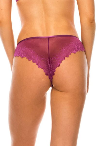 Fabiana Fabiola 85% Nylon 15% Spandex Back Floral Lace Panty (Hollyhock)
