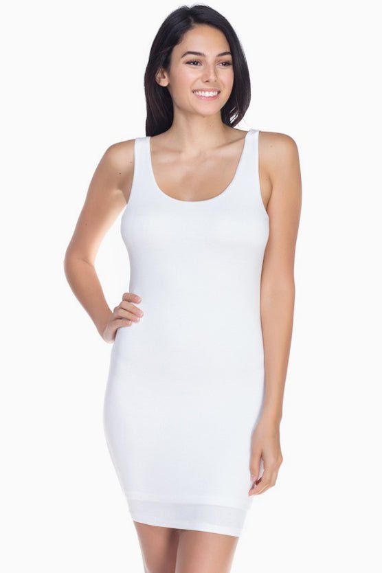 Paloma Pomona Pullover 96% Rayon 4% Spandex Simple Sexy Solid Color Sleeveless Scoop Neckline Knit Mini Dress (Off White)