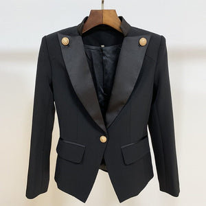 HIGH QUALITY Newest 2023 Designer Blazer Jacket Women's Single Button Satin Collar Blazer By O'DRESSY
