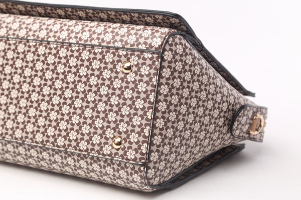 Brangio Genuine Authentic Textured Italian Leather Design "Galaxy Stars" Crystal Stud Triple Crystal Heart Tote Bag