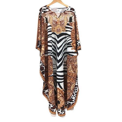 2022 African Print Boubou Free Size Women Chiffon Long Dress Batwing Sleeve Fashion Abaya for Women