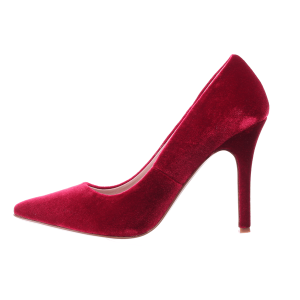 Pointed Toe Velvet High Heel (Red)