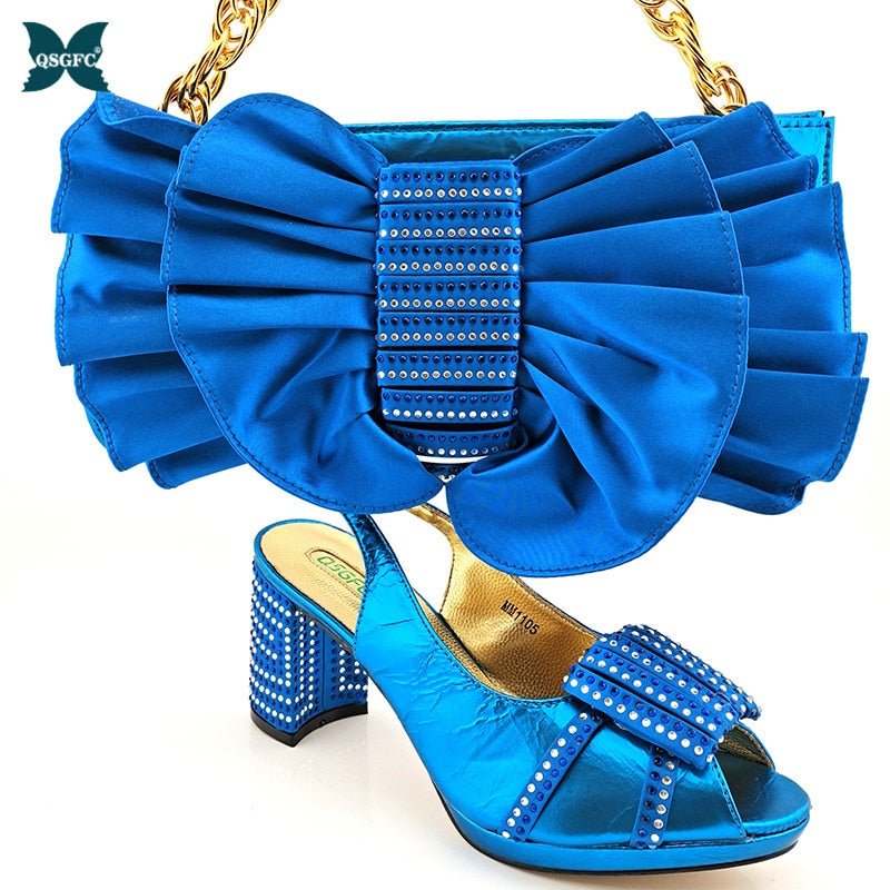 2021 Newest Italian Design Shoes With Matching Bags African Fashion Pattern Style Nigerian Women High Heel for Wedding and Party
