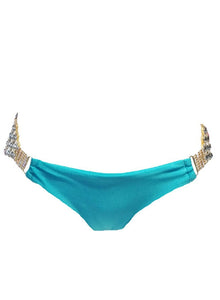 Regina’s Desire Swimwear Luxury V-Bottom Italian Lycra Fabric Jeweled Swarovski Crystals (Turquoise)