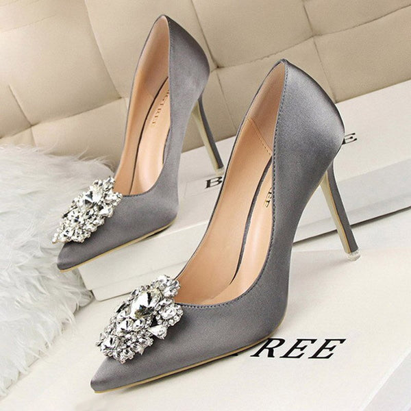 BIGTREE Shoes Rhinestone Women Pumps Stiletto Women Shoes Sexy High Heels Wedding Shoes Luxurious Women Heels Party Shoes Female