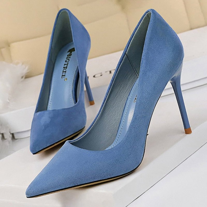 BIGTREE 2020 New Women's Pumps Suede High Heels Shoes Fashion Office Super High (8cm-up) Stiletto Party Female Comfortable Women's Heels
