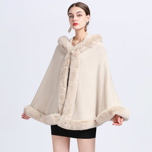 3 Colors 2022 Winter Thick Faux Fur Collar Outside Cloak Warm Soft Cashmere