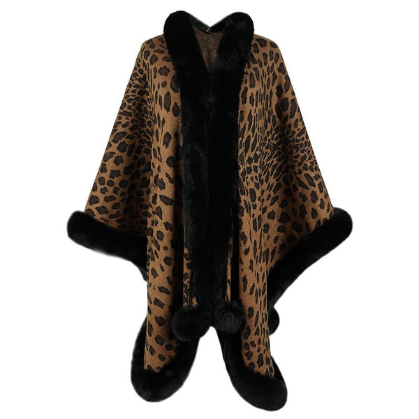 2022 Women Coats & Jackets for Winter Leopard Color Faux Fur Collar Thick Warm