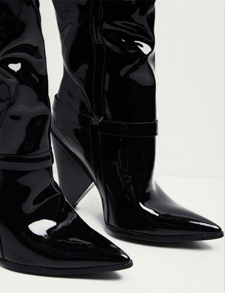 Naoyuki Vegan Leather Over the Knee Boots (Black)