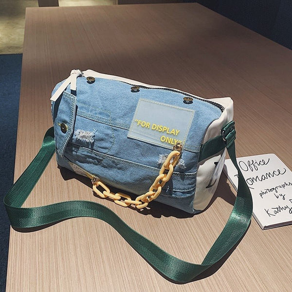 New For 2023 Design Name Brand Shoulder Bag Denim Handbags Fashion Denim Shoulder Bags Large Capacity Travel Bag Blue Jeans Crossbody Bag