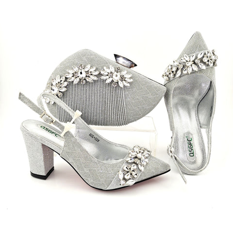 New Arrival Italian Design Shoes With Matching Bags Set Decorated With Rhinestone Women Shoes and Bags for Party Wedding