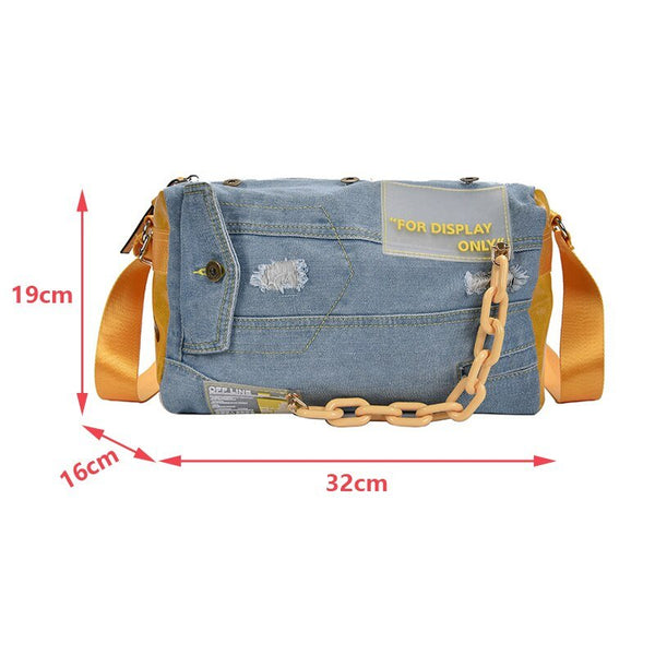 New For 2023 Design Name Brand Shoulder Bag Denim Handbags Fashion Denim Shoulder Bags Large Capacity Travel Bag Blue Jeans Crossbody Bag