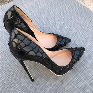 Brand New Black Lace High Heel Sexy Shallow Mouth Pointed Shoes 12cm Party Shoes Wedding Banquet Shoes Bridal Shoes