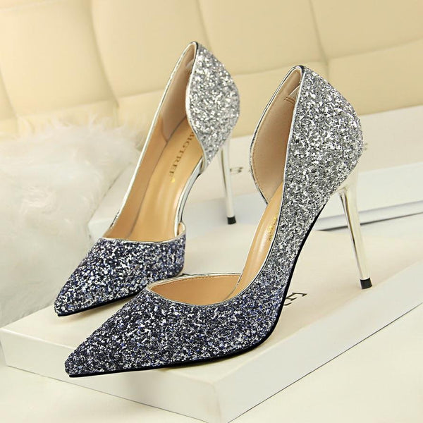 BIGTREE Extreme Women's Pumps Blinged Out Wedding Shoes Sexy High Heel Stiletto Gradient Heels Fashion Party Pumps