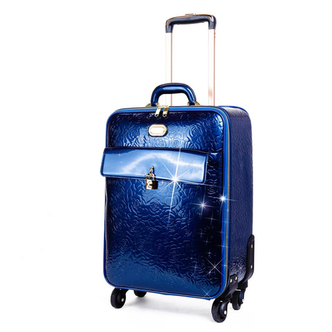 Brangio Authentic Name Brand Italian Design "Rosy Lox" Laser Engraved Luggage Rolling Suitcase Spinner Luggage