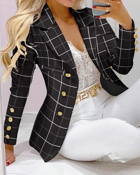 CM.YAYA Elegant Paisley Plaid Women's Set Long Sleeve Blazer Pants Suit Office Lady Tracksuit Two Piece Set Fitness Outfits