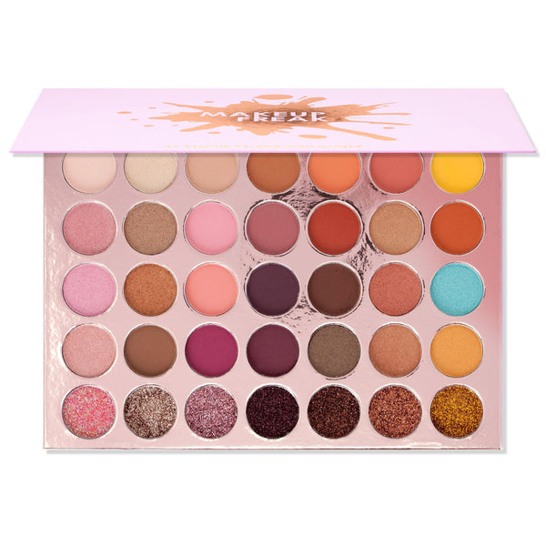 Makeup Freak AMOUR 35 Color Pigmented Eyeshadow Palette Plus 7 Glitter Shades Spring Palette